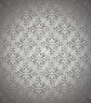 Dark silver floral vector background