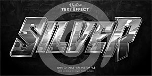 Dark silver text effect, silver and black color editable text style