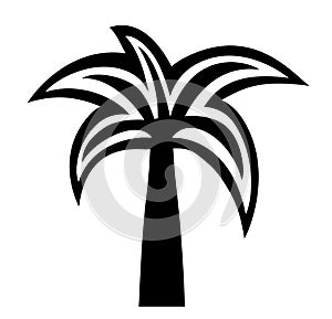 Dark single palm silhouette shape of a floral tree for the posters, shirts