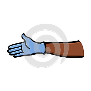 Dark skin hand wearing medical glove illustration