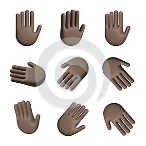 Dark skin hands 3D rendering