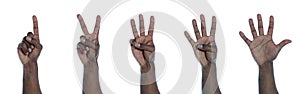 Dark-skinned hand counting photo