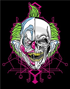 Dark skull clown tshirt design