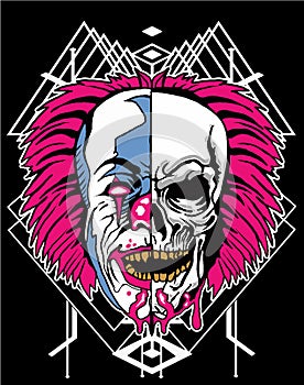 Dark skull clown tshirt design