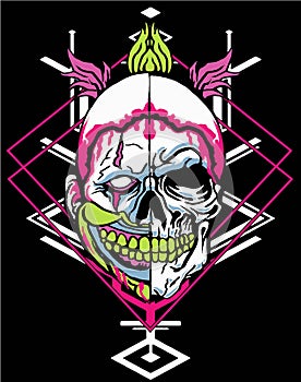 Dark skull clown tshirt design