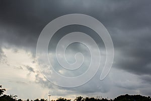 Dark sky and dramatic black cloud before rain