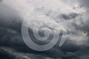 Dark sky and dramatic black cloud before rain