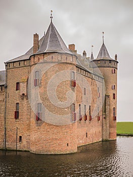 Dark sky over Muiderslot Castle in the Netherlands