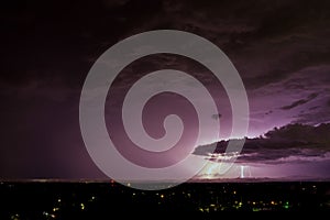 Dark sky during thunderstorm clouds lightning