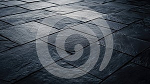 Dark slate tile floor texture. AI Generated