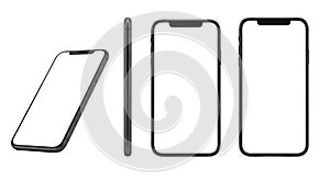 Dark Smartphone Displayed From Multiple Angles mobile phone