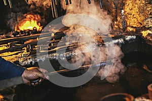 Dark smithy with blacksmith tools