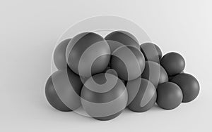 Dark spheres on a white background. 3d render
