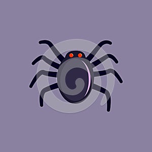 Dark spider with red eyes on a gray background