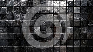 Dark, square mosaic tiles