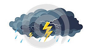 Dark Storm Cloud Lightning Thunder Vector, vector design Generative AI
