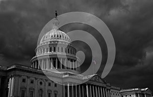 Dark storm clouds above the US Capitol in Washington DC