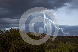 Dark storm clouds with lightning