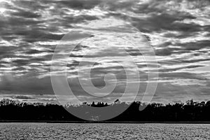 Dark Storm Clouds Over Lake