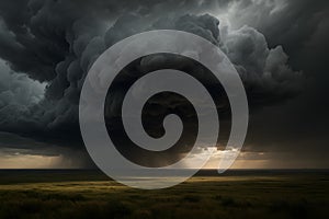 Dark Storm Clouds Over Open Field