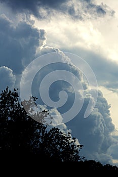 Dark storm clouds threaten rain at the Belding Preserve, Connect