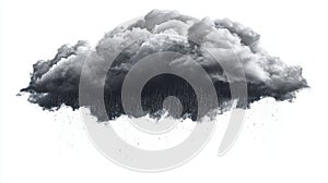 A dark, stormy cloud with lightning and rain, isolated