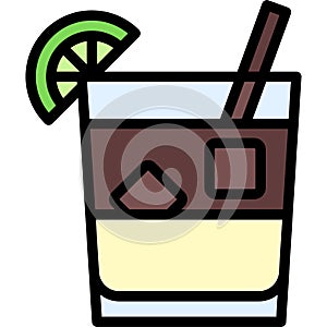 Dark And Stormy Cocktail icon, Alcoholic mixed drink vector