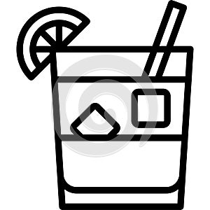 Dark And Stormy Cocktail icon, Alcoholic mixed drink vector