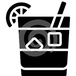 Dark And Stormy Cocktail icon, Alcoholic mixed drink vector