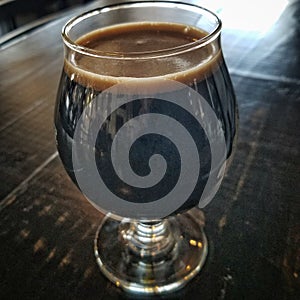 Dark Stout Beer with Coffee Colored Head