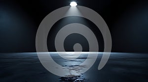 Dark Studio With Blue Spotlight Beam blue light