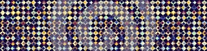 Dark stylized leaf mosaic vector seamless border pattern. Hand drawn art deco style geometric square banner background