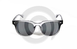 Dark sunglasses. Black sunglasses or shades, with plastic rims and tinted lenses, both modern and retro fashion.