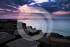 Dark sunset jetty