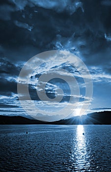 Dark sunset, night landscape