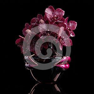Dark Surreal Orchid Vase with Pink Lips