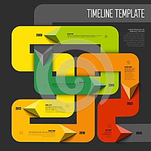 Dark Tangle timeline Infographic template with triangle arrows on thick color line