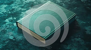 Dark Teal Leather Bound Book On Teal Background