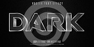 Dark text, metallic silver style editable text effect