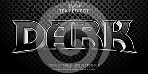 Dark text, shiny silver style editable text effect on black color textured background