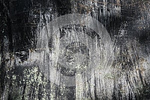 The dark texture gray metal with splashed black paint, grunge abstract background