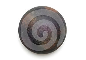 Dark textured oval object isolated on white background