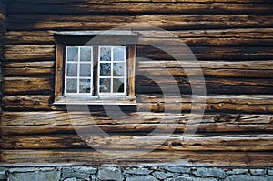 Dark timbered wooden wall with window