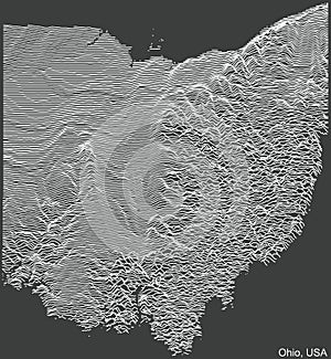 Dark topographic map of Ohio, USA