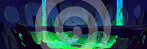 Dark toxic cave inside cartoon game background