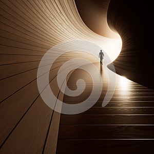 Dark tunnel with a bright light at the end or exit. 3d illustration as metaphor to success, faith, future or