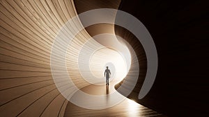 Dark tunnel with a bright light at the end or exit. 3d illustration as metaphor to success, faith, future