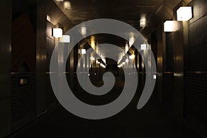 The dark tunnel for street-crossing in Kanazawa city, Japan