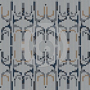 Dark tweed knit stitch effect vector texture. Masculine dark geometric seamless melang pattern. Hand knitting sweater material.