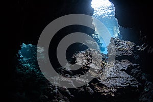 Dark Underwater Cave